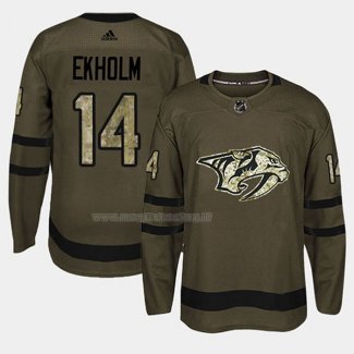 Maglia Hockey Nashville Predators Mattias Ekholm 2018 Salute To Service Verde Militare