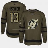 Maglia Hockey New Jersey Devils Nico Hischier 2018 Salute To Service Verde Militare