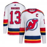 Maglia Hockey New Jersey Devils Nico Hischier Reverse Throwback Autentico Bianco