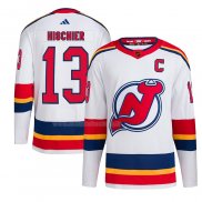 Maglia Hockey New Jersey Devils Nico Hischier Reverse Throwback Autentico Bianco