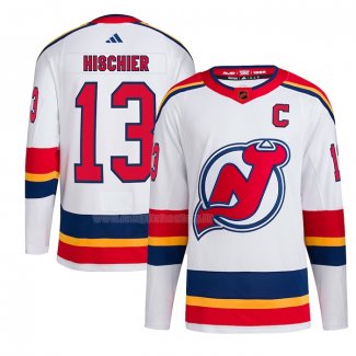 Maglia Hockey New Jersey Devils Nico Hischier Reverse Throwback Autentico Bianco