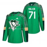 Maglia Hockey Pittsburgh Penguins Evgeni Malkin 2018 Dia de San Patricio Verde
