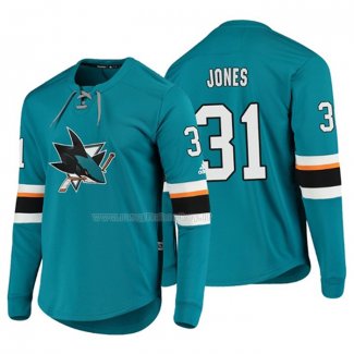 Maglia Hockey San Jose Sharks Martin Jones Platinum Verde