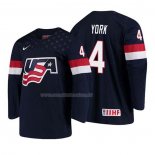 Maglia Hockey USA Cam York 2018 Iihf World Championship Giocatore Blu