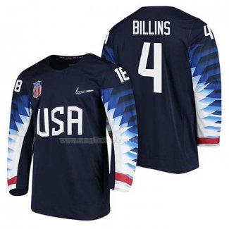 Maglia Hockey USA Chad Billins 2018 Olympic Blu