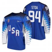 Maglia Hockey USA Ryan Stoa 2018 Olympic Blu2