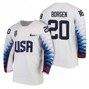 Maglia Hockey USA Will Borgen 2018 Olympic Bianco