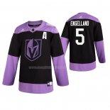 Maglia Hockey Vegas Golden Knights Deryk Engelland 2019 Fights Cancer Nero