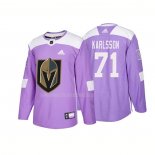 Maglia Hockey Vegas Golden Knights William Karlsson Autentico 2018 Fights Cancer Viola