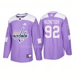 Maglia Hockey Washington Capitals Evgeny Kuznetsov Autentico 2018 Fights Cancer Viola