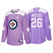 Maglia Hockey Winnipeg Jets Blake Wheeler Autentico 2018 Fights Cancer Viola