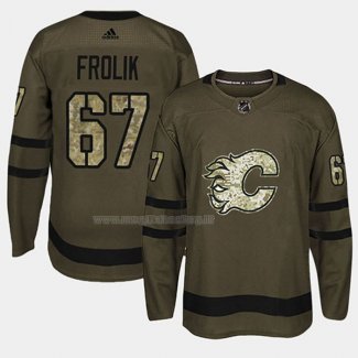 Maglia Hockey Calgary Flames Michael Frolik 2018 Salute To Service Verde Militare