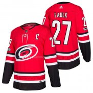 Maglia Hockey Carolina Hurricanes Justin Faulk Home Autentico 2018 Rosso