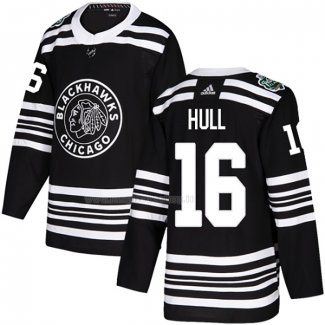 Maglia Hockey Chicago Blackhawks Bobby Hull 16 Autentico 2019 Winter Classic Nero