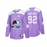 Maglia Hockey Colorado Avalanche Gabriel Landeskog Autentico 2018 Fights Cancer Viola