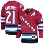 Maglia Hockey Colorado Avalanche Peter Forsberg Mitchell & Ness 2001-02 Alternato Captain Blue Line Rosso