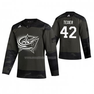 Maglia Hockey Columbus Blue Jackets Alexandre Texier 2019 Veterans Day Camuffamento