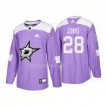 Maglia Hockey Dallas Stars Stephen Johns Autentico 2018 Fights Cancer Viola
