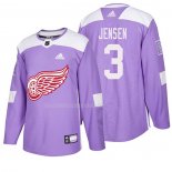 Maglia Hockey Detroit Red Wings Nick Jensen 2018 Fights Cancer Viola