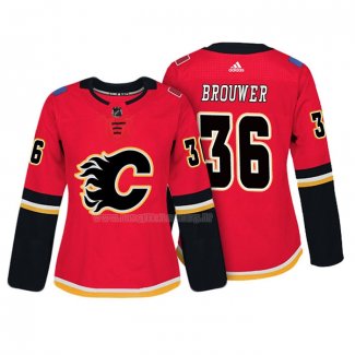 Maglia Hockey Donna Calgary Flames Troy Brouwer Autentico Giocatore Rosso
