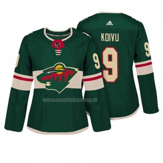 Maglia Hockey Donna Minnesota Wild Mikko Koivu Autentico Giocatore Verde