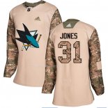 Maglia Hockey Donna San Jose Sharks Martin Jones Autentico 2017 Veterans Day Camuffamento