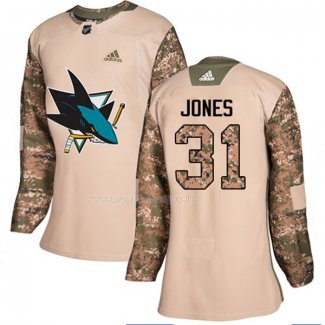 Maglia Hockey Donna San Jose Sharks Martin Jones Autentico 2017 Veterans Day Camuffamento