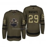 Maglia Hockey Edmonton Oilers Leon Draisaitl 2018 Salute To Service Verde Militare