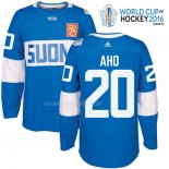 Maglia Hockey Finlandia Sebastian Aho Premier 2016 World Cup Blu