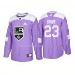 Maglia Hockey Los Angeles Kings Dustin Brown Autentico 2018 Fights Cancer Viola