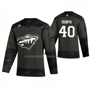 Maglia Hockey Minnesota Wild Devan Dubnyk 2019 Veterans Day Camuffamento