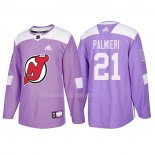 Maglia Hockey New Jersey Devils Kyle Palmieri 2018 Fights Cancer Viola