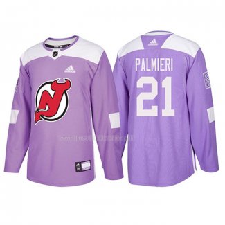 Maglia Hockey New Jersey Devils Kyle Palmieri 2018 Fights Cancer Viola