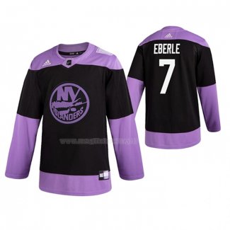 Maglia Hockey New York Islanders Jordan Eberle 2019 Fights Cancer Practice Nero