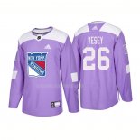 Maglia Hockey New York Rangers Jimmy Vesey Autentico 2018 Fights Cancer Viola