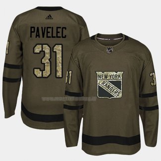 Maglia Hockey New York Rangers Ondrej Pavelec 2018 Salute To Service Verde Militare