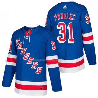 Maglia Hockey New York Rangers Ondrej Pavelec Autentico Home 2018 Blu