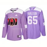 Maglia Hockey Ottawa Senators Erik Karlsson Autentico 2018 Fights Cancer Viola