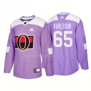 Maglia Hockey Ottawa Senators Erik Karlsson Autentico 2018 Fights Cancer Viola