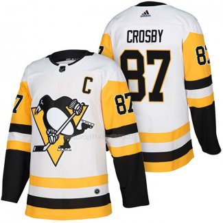 Maglia Hockey Pittsburgh Penguins Sidney Crosby Autentico Away 2018 Bianco