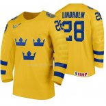 Maglia Hockey Suecia Elias Lindholm Home 2020 Iihf World Giallo