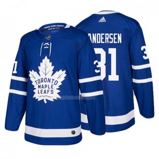 Maglia Hockey Toronto Maple Leafs Frederik Andersen Home 2017-2018 Blu