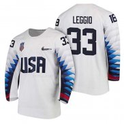 Maglia Hockey USA David Leggio 2018 Olympic Bianco