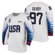 Maglia Hockey USA Matt Gilroy 2018 Olympic Bianco