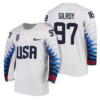 Maglia Hockey USA Matt Gilroy 2018 Olympic Bianco