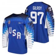 Maglia Hockey USA Matt Gilroy 2018 Olympic Blu2