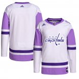 Maglia Hockey Washington Capitals Blank Practice Autentico 2018 Fights Cancer Bianco Viola