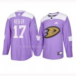 Maglia Hockey Anaheim Ducks Ryan Kesler 2018 Fights Cancer Viola