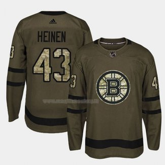Maglia Hockey Boston Bruins Danton Heinen 2018 Salute To Service Verde Militare