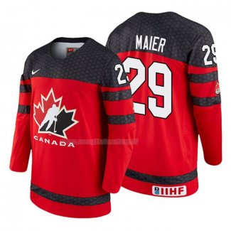 Maglia Hockey Canada Nolan Maier 2018 Iihf World Championship Giocatore Rosso